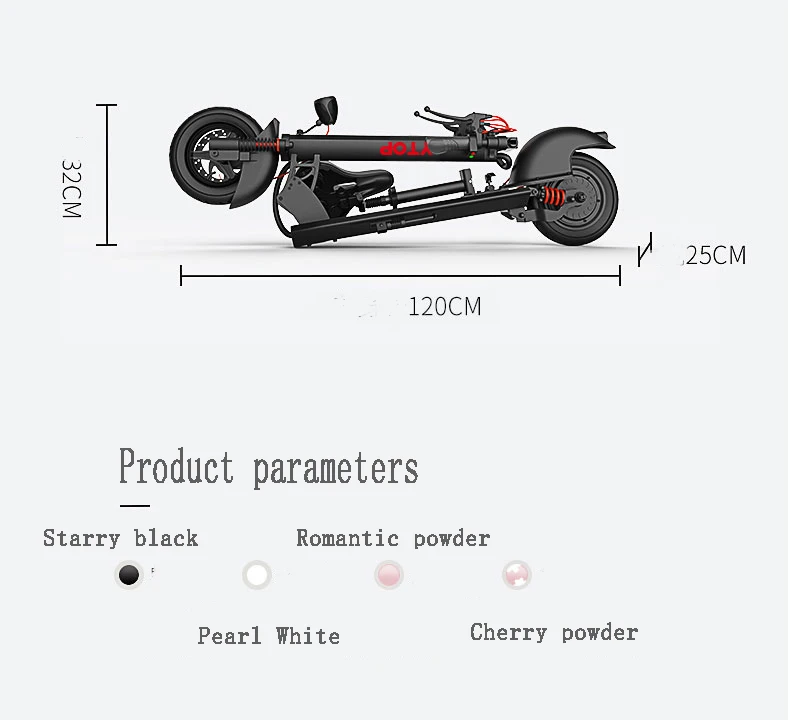 10 Inch Electric Scooter Seat Two Wheels Electric Scooters Full Waterproof 48V 500W Portable Foldable Electric Scooter Adult (4)
