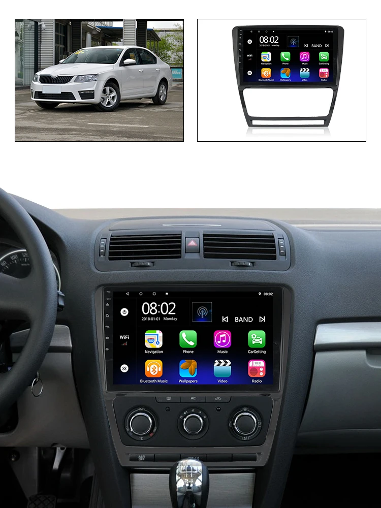 NaviTree 10 дюймов ips 2.5D T3 Android9.0 автомобильный радио мультимедиа для Skoda Octavia 2007-2011 wifi навигация gps swc Bluetooth музыка