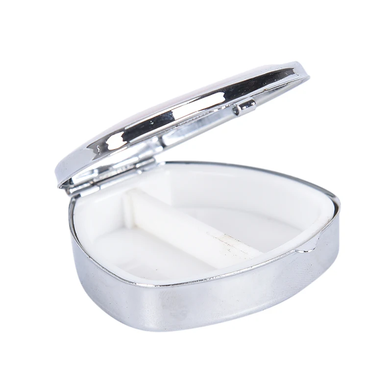 1PCS Portable Pill Box Folding Metal Pill Case Small Case Silver Tablet Pill Boxes Medicine Organizer Randomly