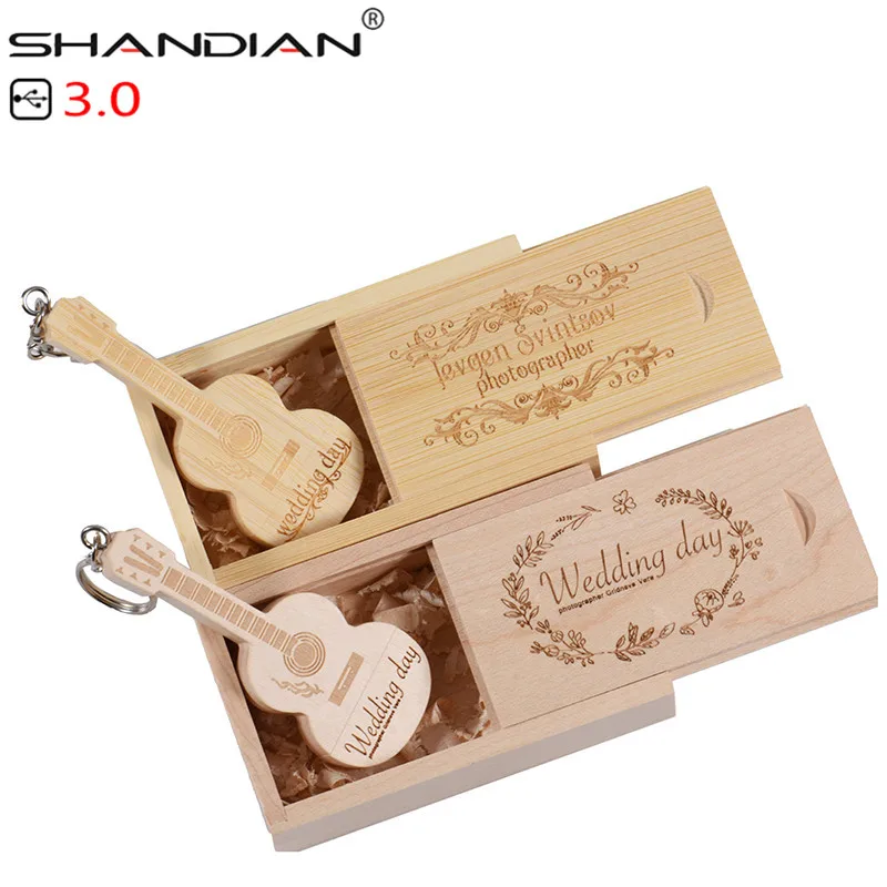 SHANDIAN USB 3,0 ручка-накопитель в форме гитары 4 ГБ 8 г 16 ГБ 32 ГБ 64 Гб деревянная гитара s модель memory Stick натуральная музыка pendrive