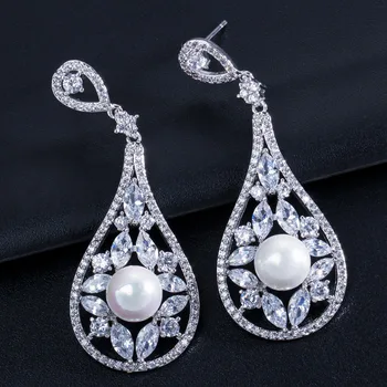 

Luxurious Fashionable All-around Exquisite Pearl Earrings High Quality Beautiful Crystal Earrings For Women's Jewelry