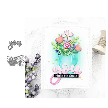 

JC Flowers Watering Can YOU Letters Metal Cutting Dies DIY Scrapbook Die Cut Card Make Stencil Craft Mold Mould Model Decoration