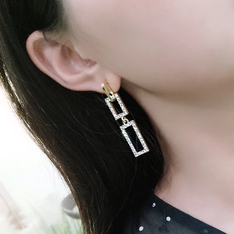 Korean elegant hypoallergenic geometric earrings High Quality Pendant exquisite Handmade Personality retro Fashion Stud Earrings | Украшения