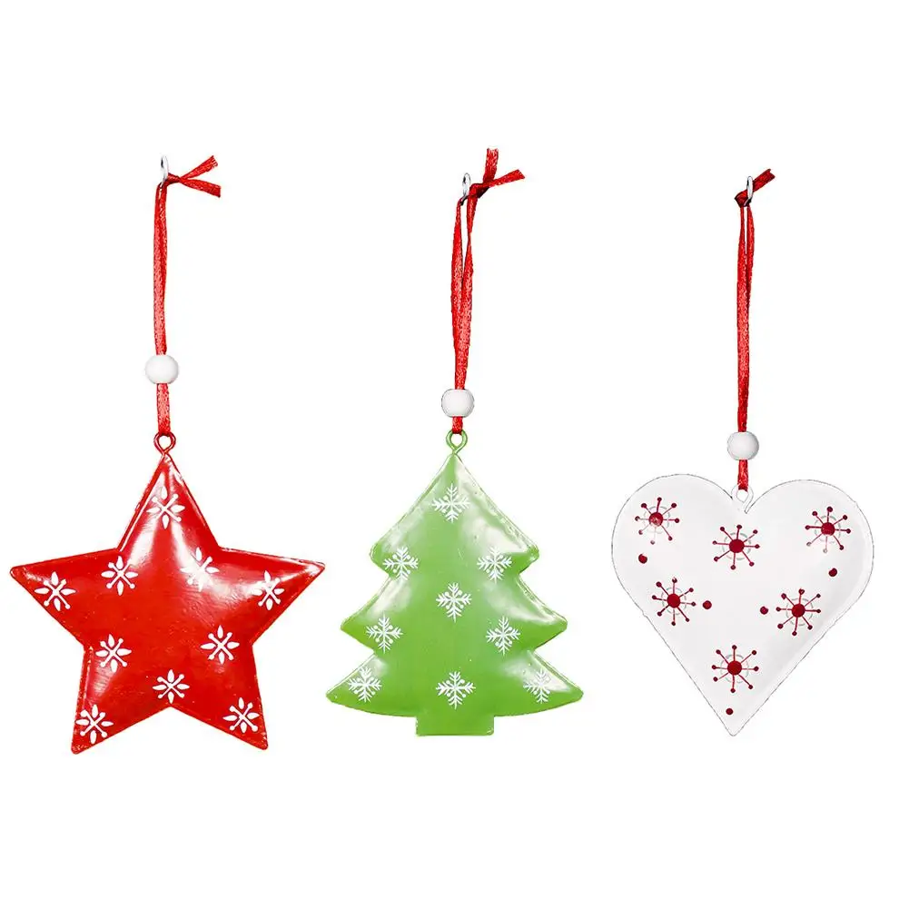 3 шт./компл. Рождество пять звезд в форме сердца железные висячие украшения для нового года дома Рождественская игрушка кулон подарок