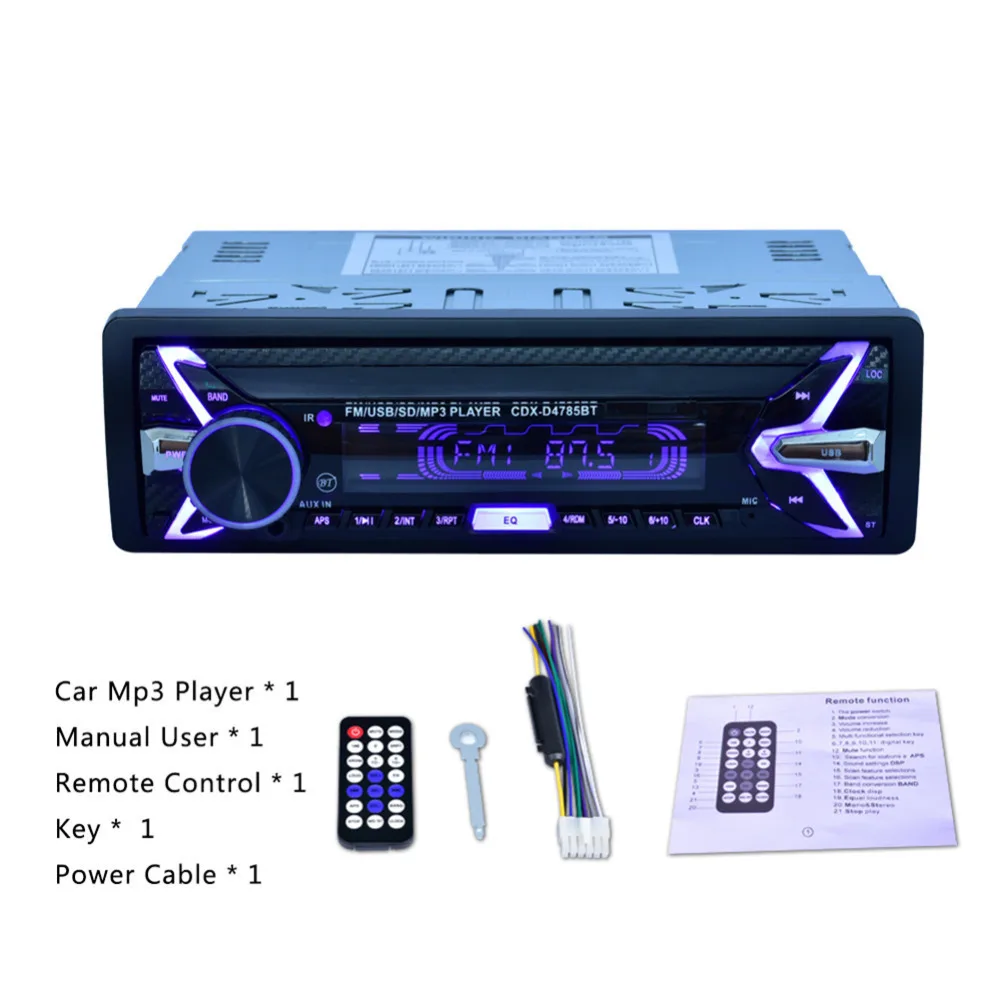 магнитола автомагнитола Авто стерео 1 Din Bluetooth MP3 плеер DC 12 В FM Aux вход приемник SD USB u