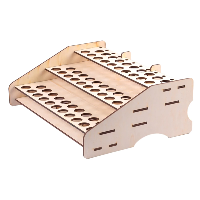 BMBY-63 Hole Wooden Pigment Bottles Storage Organizer Color Paints Stand Rack Holder Drawing Storage Tool(Aperture 26Mm/10Mm