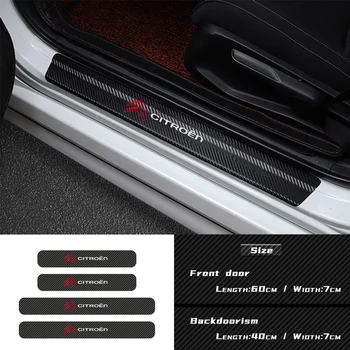 

Car styling 4Pcs waterproof Door Sill Pedal Protector Carbon Fiber Sticker For Citroen C2 C1 C4 C5 C3 VTS Emblem Accessories