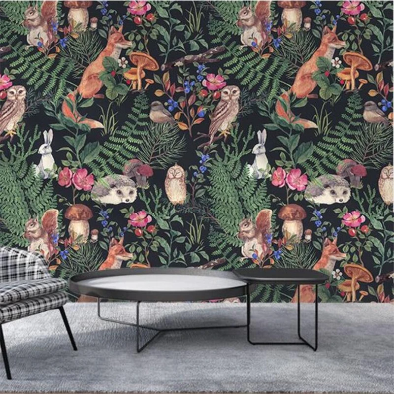 

beibehang Southeast Asia Animal World Plant Mural Wallpaper bedroom decoration Art painting photo murals Wall Paper living room