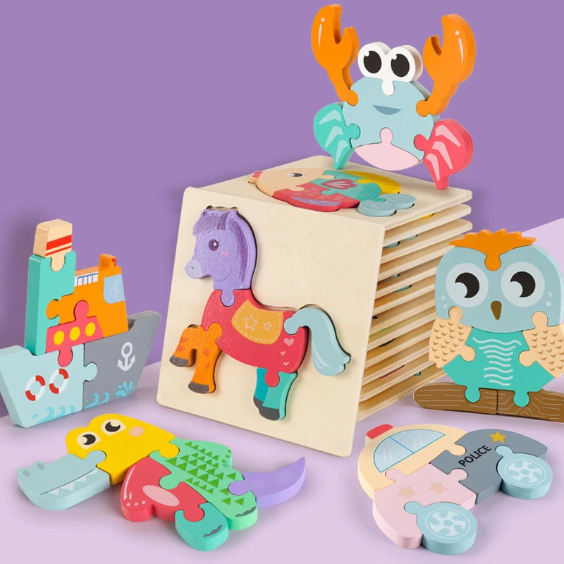 professioneel Bezwaar mode Cartoon Dieren 3D Houten Puzzel Montessori Speelgoed Houten Puzzel Kinderen  Speelgoed Educatief Puzzel Voor Peuter 2 3 4 5 jaar|Puzzels| - AliExpress