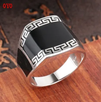 

100%S925 pure silver high quality open men ring fashion crystal rubber ring