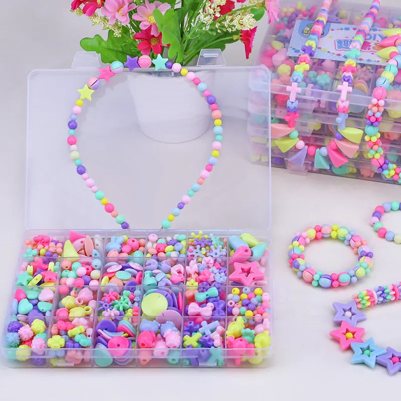 

24 Lattice Children Bead Toy Handmade DIY GIRL'S Beaded Bracelet Necklace Kindergarten Handmade Material Box