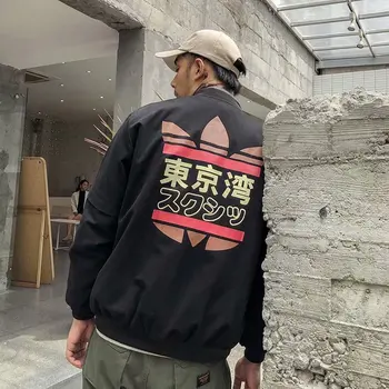 

2019 spring and autumn jacket new men's casual Japanese Harajuku style trend text back printing baseball uniform jacket
