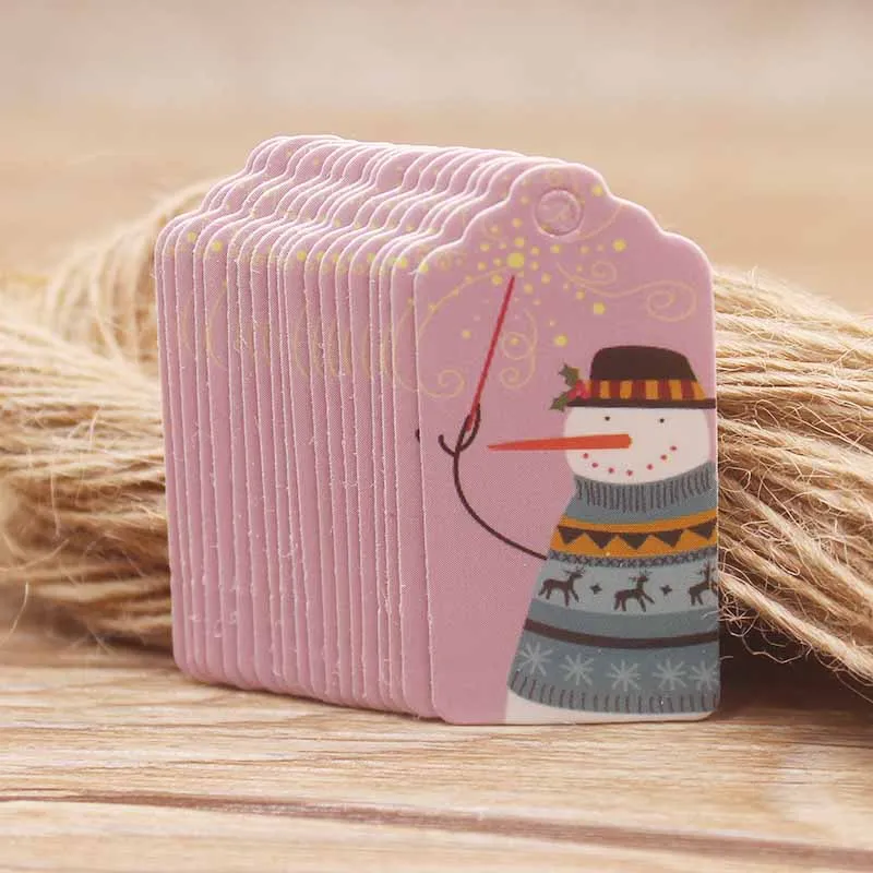 50 тегов, 50 струн, белый/коричневый цвет, 2x4 см, гребешок, тег, маленький, красивый, сделай сам, с Рождеством/счастливой лисой, подходит для подарка, вечерние, печенье - Цвет: 2x4cm50 tag 50string