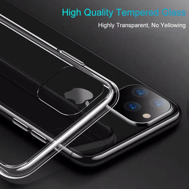 Роскошный прозрачный стеклянный чехол для Iphone 11 Pro Xs Max Xr X 8 7 Plus, мягкий чехол из закаленного стекла для Iphone 7 Plus