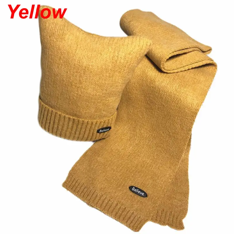 Yellow Детский шарф с ушками, шапка с рисунком кота, модный вязаный теплый шарф для мальчиков и девочек, шапка, DXAD - Цвет: Yellow