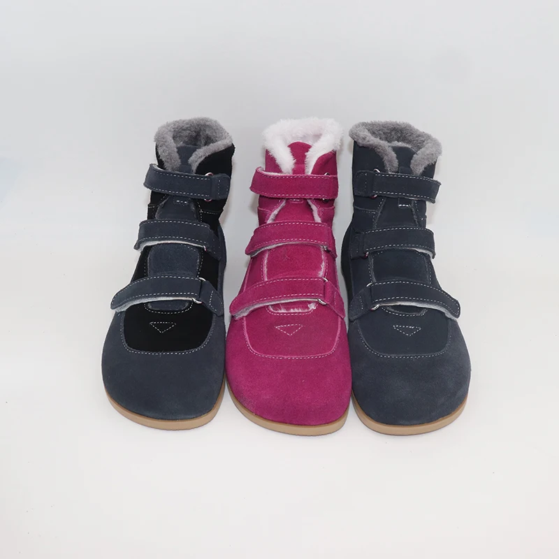 TipsieToes Top Brand Barefoot Genuine Leather Baby Toddler Girl Boy Kids Shoes For Fashion Winter ZigZig Sole Boots
