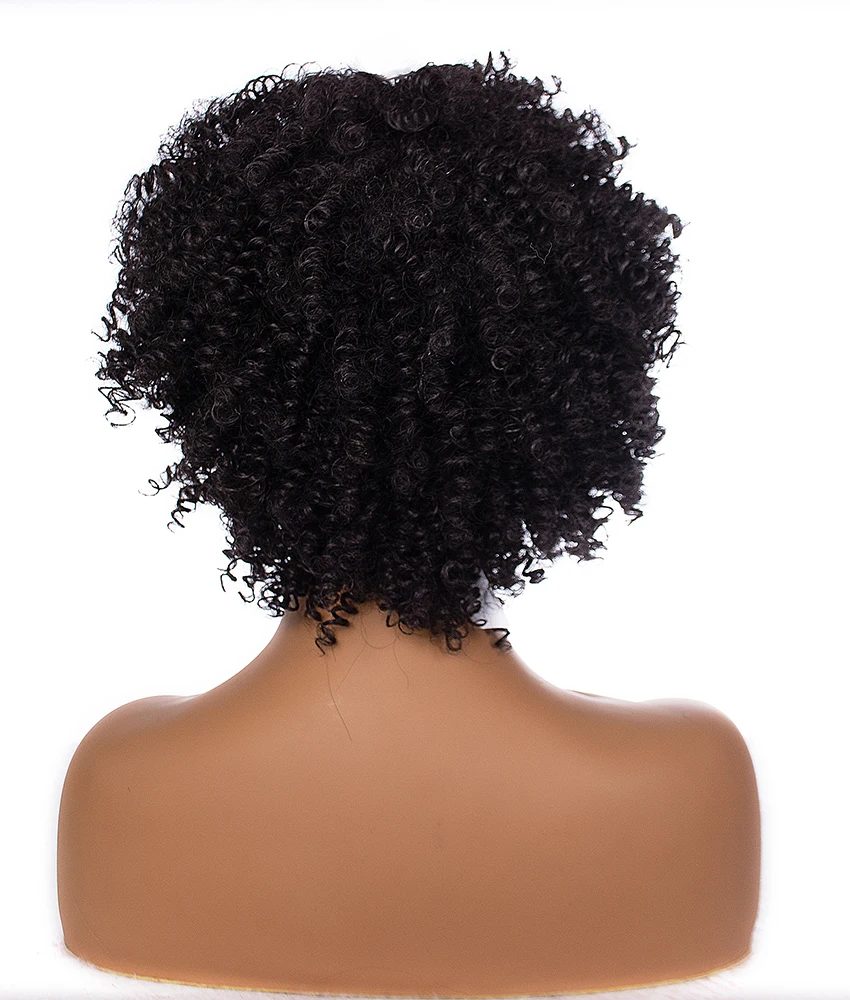 amir cabelo sintético kinkly encaracolado perucas para as mulheres preto marrom curto afro peruca fofo bang preto ombrewigs