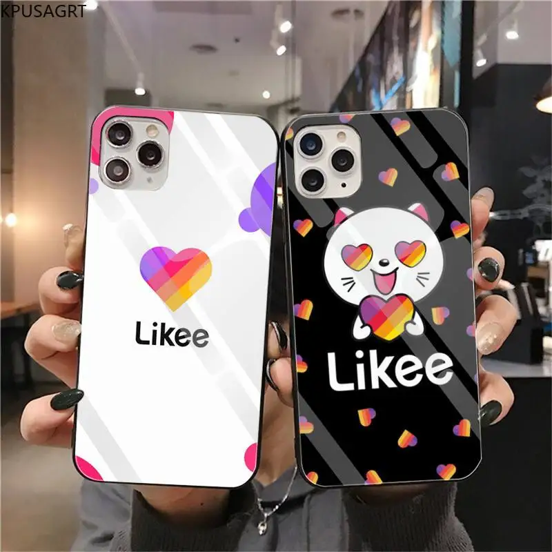 Likee Funny Cat Love Heart черный мягкий ТПУ чехол для телефона закаленное стекло iPhone 11 Pro XR XS