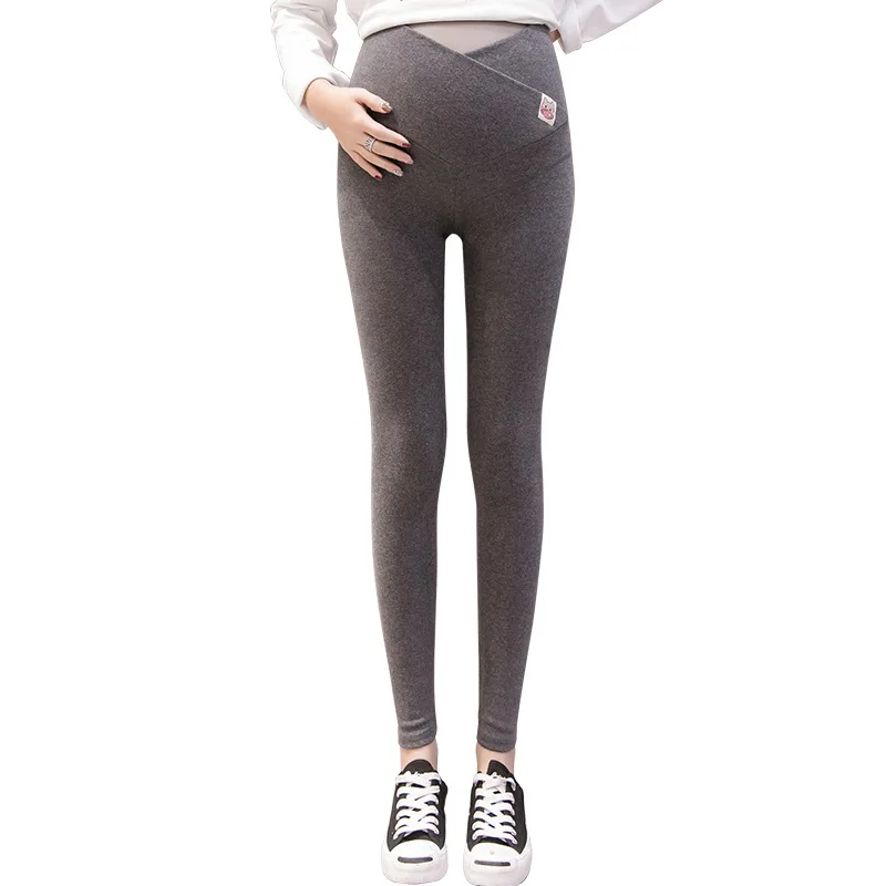 Across V Low Waist Maternity Leggings Spring Autumn Cartoon Knitted cotto Clothes For Pregnant Women Pregnancy Skinny Pants