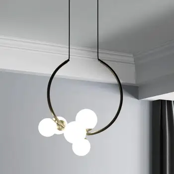 

Artpad Nordic Metal Wreath Pendant-Light Hanging-lamp Bar Corridor Bedroom Restaurant Round Glass Lampshade G9 LED Pendant Lamp