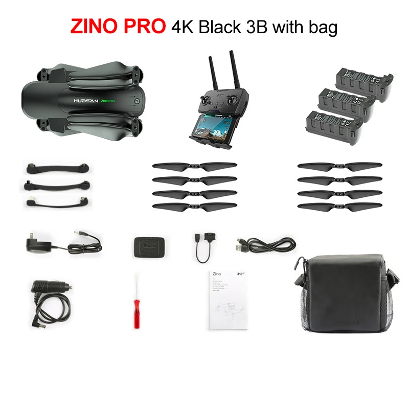 3B With Bag Hubsan Quadcopter ZINO PRO gps 5G Wi-Fi 4 км с видом от первого лица в формате 4K UHD, Камера 3-осевому гидростабилизатору Сфера панорамы Дрон Квадрокоптер с дистанционным управлением RT - Цвет: 3B With Bag