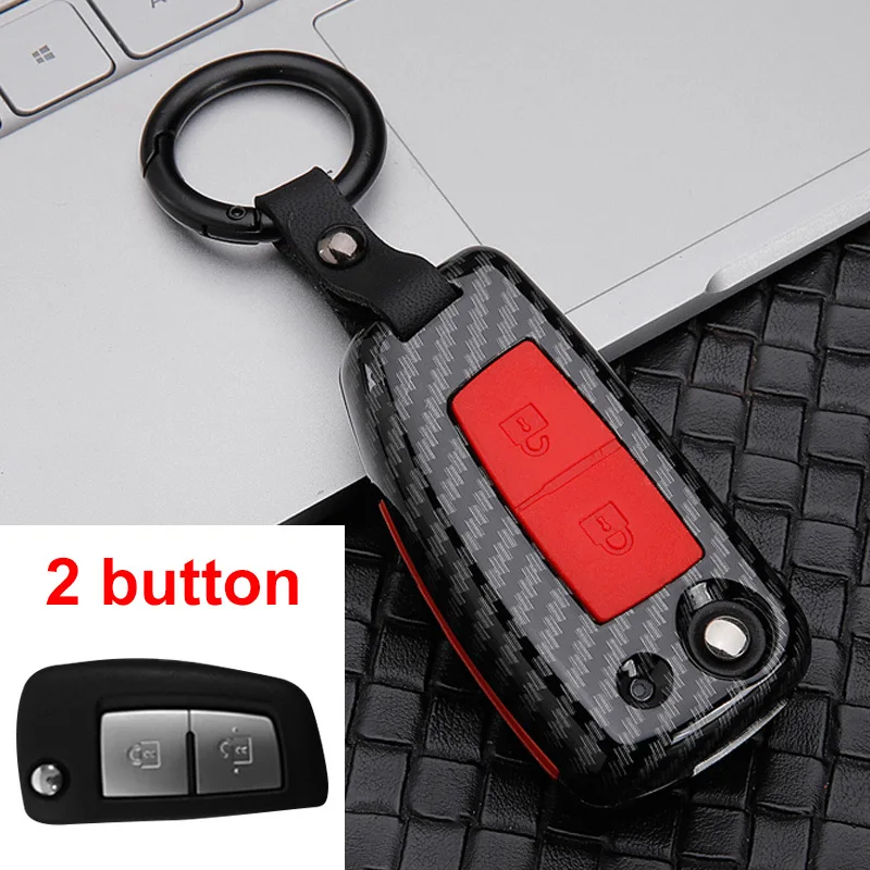2 Button carbon red ABS пластик+ силиконовый чехол для ключей от машины крышка для Nissan X-Trail T32 Rogue Juke F15 Qashqai J11 Murano MAXIMA ALTIMA аксессуары - Название цвета: 2 Button carbon red