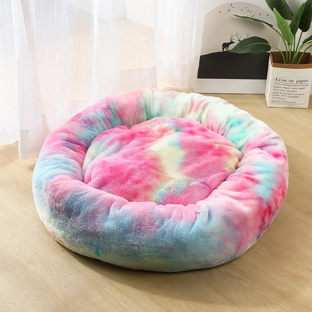 G236896A Long Plush Cat Bed Matress Super Soft Pet Bed Round Cat Mat Kennel Warm Sleeping Bag Puppy Cushion Mat Portable Cat Supplies - Цвет: G236896A