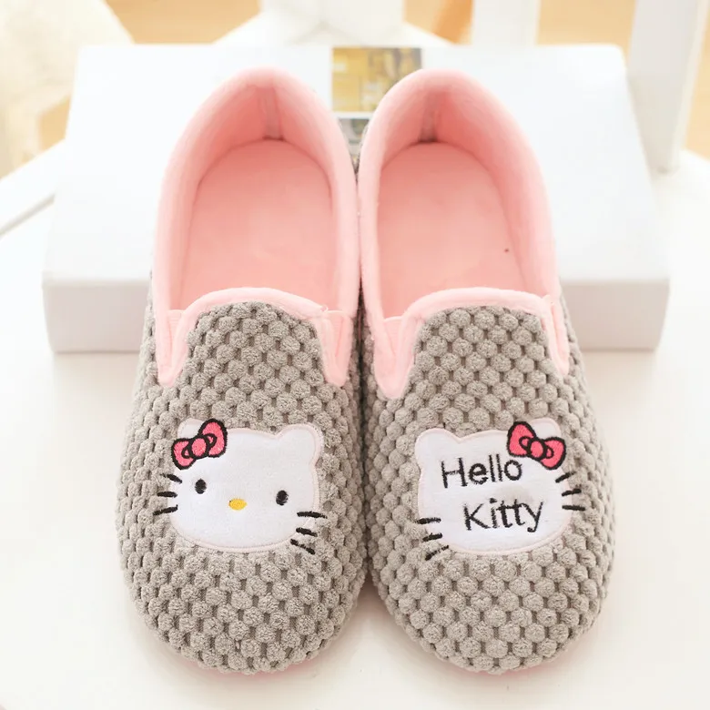 Pineapple KT cat autumn month shoes thick plush warm cotton slippers non-slip thick-soled floor shoes