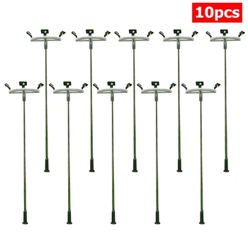 

Hot Sales 10Pcs Model Elevated Stadium Street Lights 1:100 Black Model Layout Single Head Garden Lights Lamppost Landscape