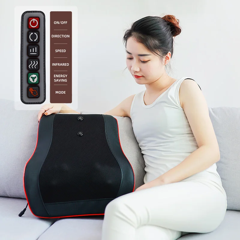 Aneercare Car Home Back Shoulder Neck Massager Pillow Electric Roller Infrared Heated Kneading Shiatsu Promote Sleep Relief Pain