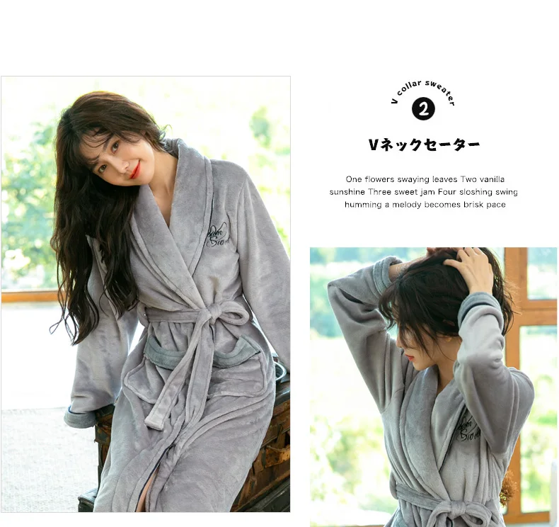 Winter robe women Chinese Female Coral Fleece night-robe Kimono Thick Warm Nightgown Sleepwear Women Casual Bathrobe Plus Size