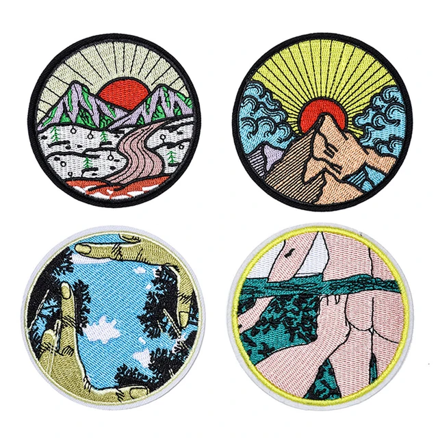 Scenery Sun Cute Iron On Patches For Clothes Handmade Sewing Patterns Embroidered Applique Patch On Clothes Stickers Vintage 21