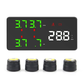

V612 Head Up Display Car Tire Pressure Monitor Auto TPMS HUD External Sensors