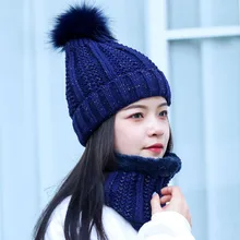 Утолщенный шарф и шапка, двухсекционная вязаная защищающая от ветра шапка женская теплая однотонная плюс простая элегантная и натуральная gorro invierno hombre