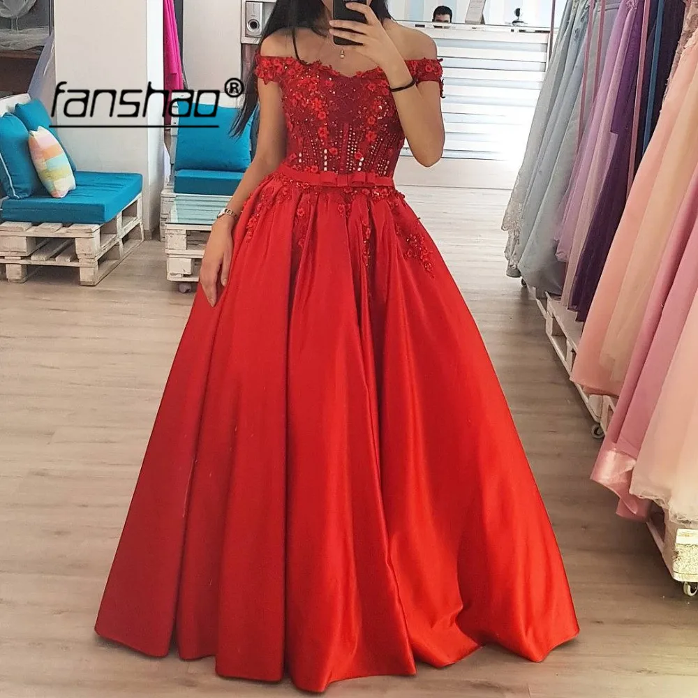 Красные вечерние платья с открытыми плечами и бусинами, с аппликацией vestidos de festa Дубай Саудовская арабское вечернее платье, платье для выпускного вечера
