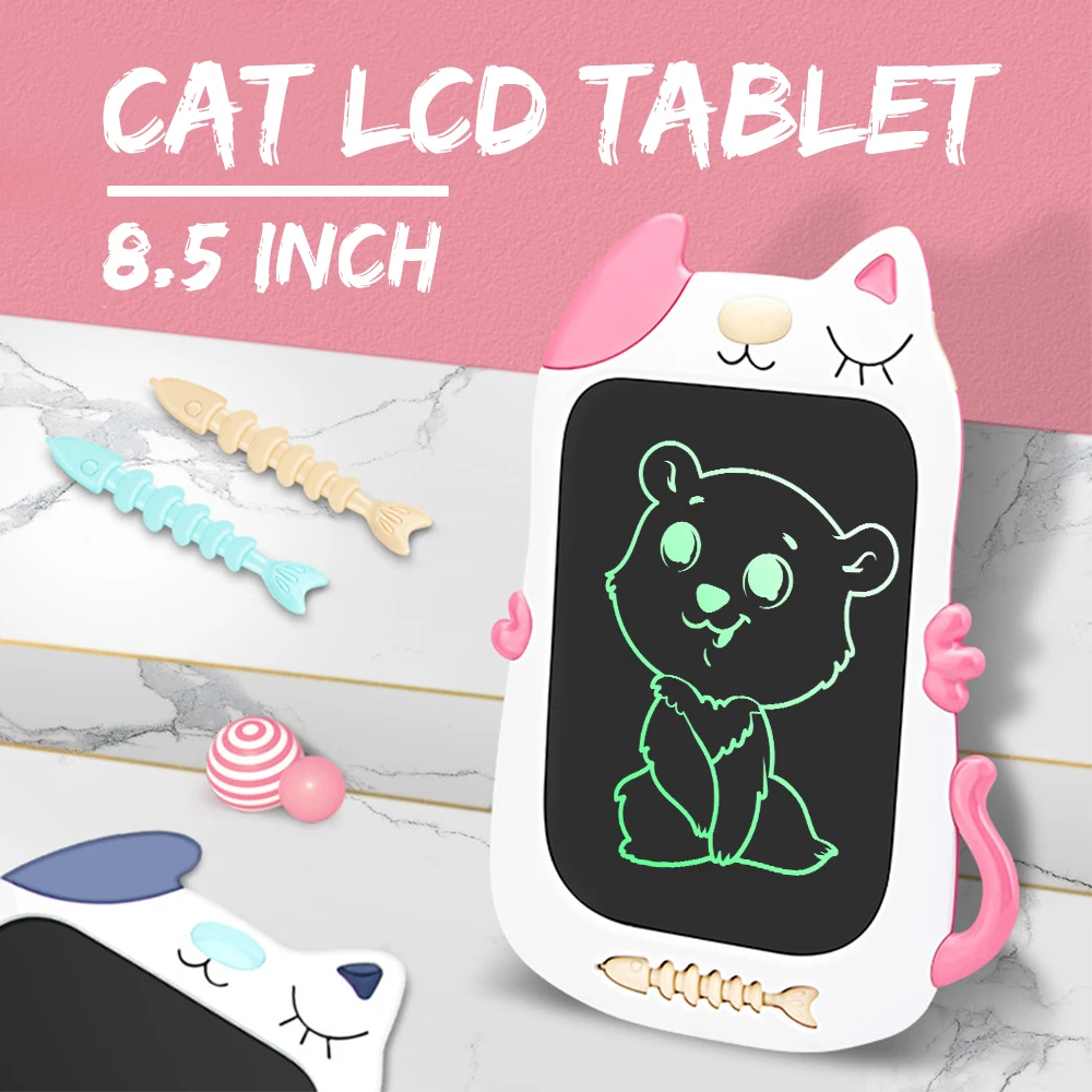 ЖК-доска для письма Sleepy cat, ЖК-светильник, энергетическая электронная доска для письма с мультяшным рисунком, 8,5 дюймов, монохромная цветная Толстая ручка