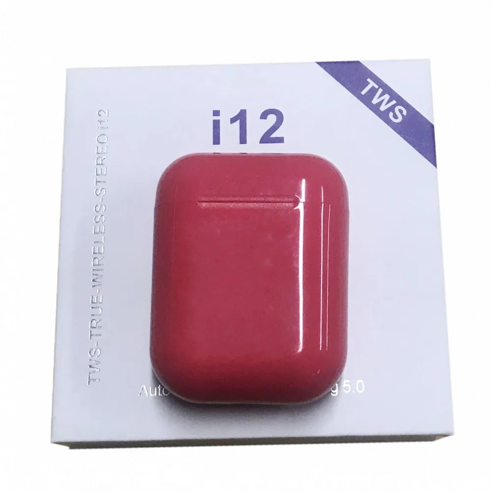 i12-B Red Новейший мини i12 TWS Bluetooth 5,0 наушники спортивные настоящие беспроводные наушники сенсорное управление Магнитная зарядная коробка для всех смартфонов - Цвет: i12-B Red