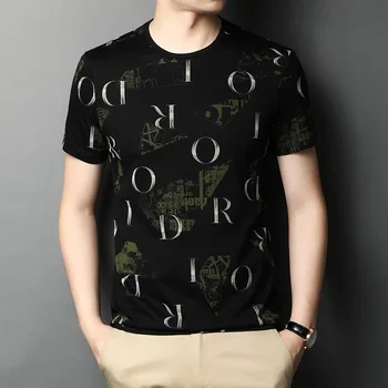 

Fashion Trendy Men T Shirt High Street Quality Top Tees Mens Clothing Short Sleeve Casual O Neck Cotton Slim Letter Print Tshirt