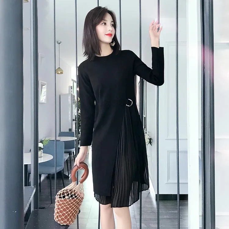 Moms Party knitted maternity clothes maternity dresses pregnancy clothes for Pregnant Women nursing dress Breastfeeding Dresses - Цвет: Black Breastfeeding