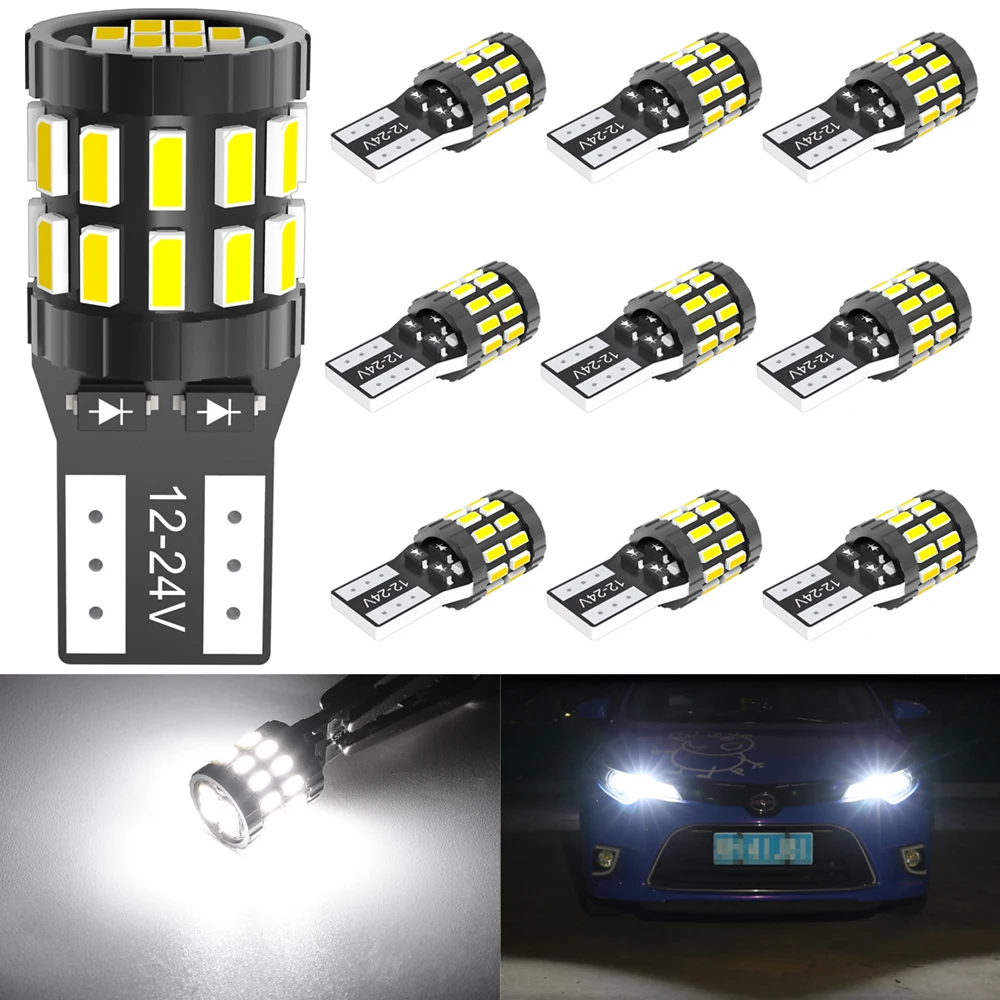 10x t10 w5w led canbus lâmpadas 168 194 luzes de estacionamento do carro para toyota rav4 yaris camry 2007 2008 2009 corolla auris avensis prius