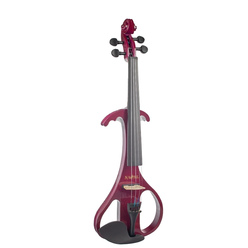 

NAOMI Electric Violin Right Handed Size 4/4 Size Electric Silent Violin Ebony Accessories +Bow +Rosin+ Bridge + CASE-3 Dark Red