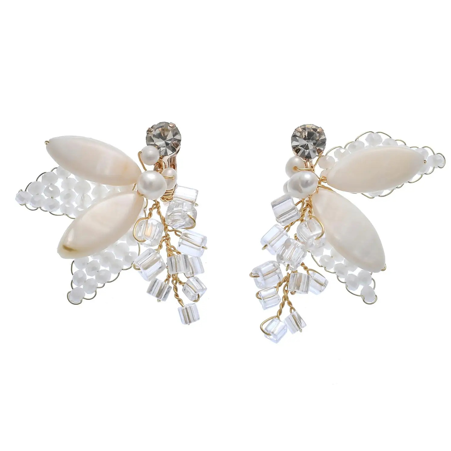 Earring Роскошный Хрустальный цветок свадебные аксессуары для волос Принцесса Корона невесты головной убор серьги Свадебные шиньоны для женщин тиара - Цвет: Earring