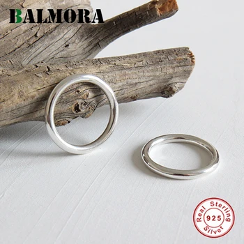 

BALMORA 990 Pure Silver Round Dainty Rings for Women Men Midi Knuckle Stacking Ring Party Gift Fashion Jewelry Anillos HFYR003