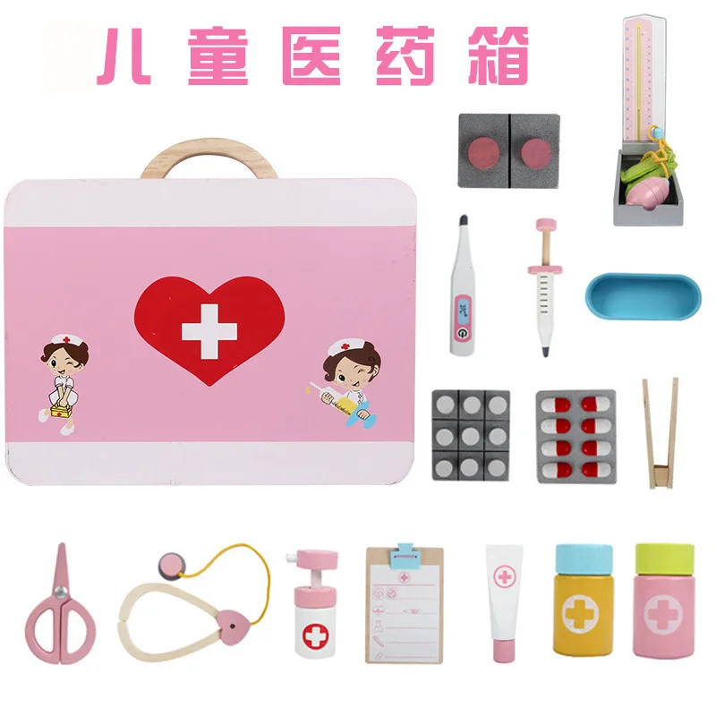 

[Youlebi] New Style Wooden Medical Bag Emulate Toy Parent And Child Interactive GIRL'S Nurses Play House