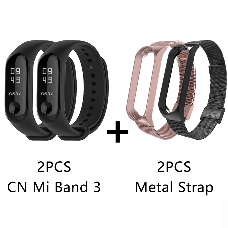 Xiaomi mi Band 3 mi band 3 умный Браслет многоязычный 50 м водонепроницаемый браслет пульсометр фитнес распродажа - Цвет: 2Pcs CN Band M.