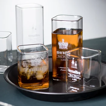 

Nordic Square Coffee Glass Cups Concise Heat-resistant Simple Milk Whiskey Mug Office Tazas De Cafe Kitchen Dining Bar YY50GC