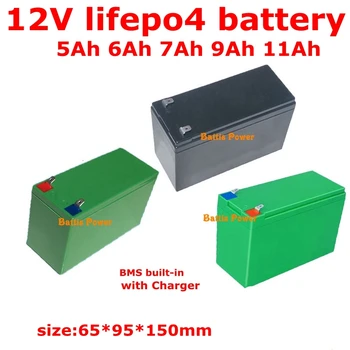 

Rechargeable 12V 11Ah 9Ah 7Ah 6Ah 5Ah LiFePO4 Lithium Battery Pack Not Lead Acid for Power 100w Car Toy Led + 14.6v 1A Charger