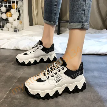 

2020 Women Sneakers Leather Non-slip Platform Women Vulcanize Shoes Spring Casual Shoes Women Female Sapato Feminino