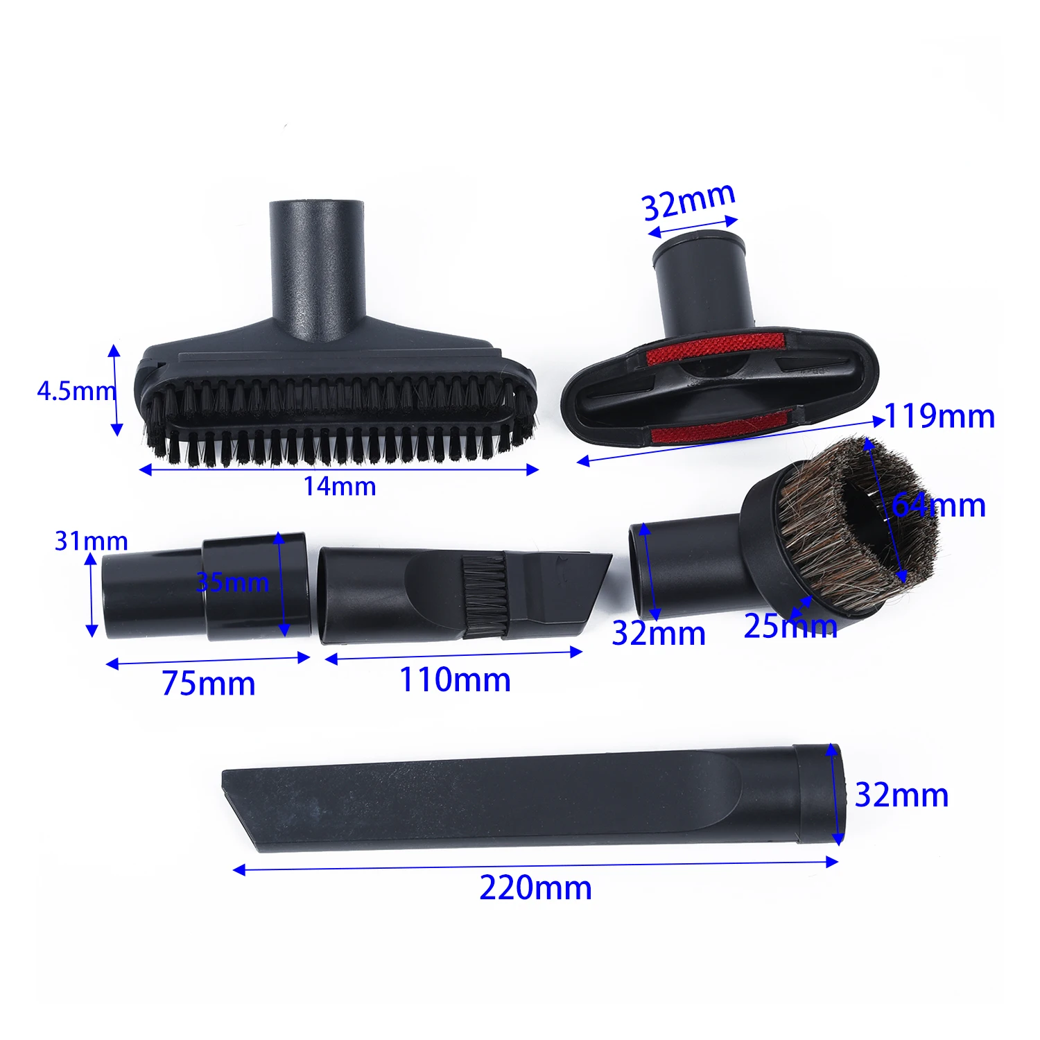 

6-In-One Vacuum Cleaner Brush Nozzle Home-Dusting SettingTool Kit 32mm 35mm
