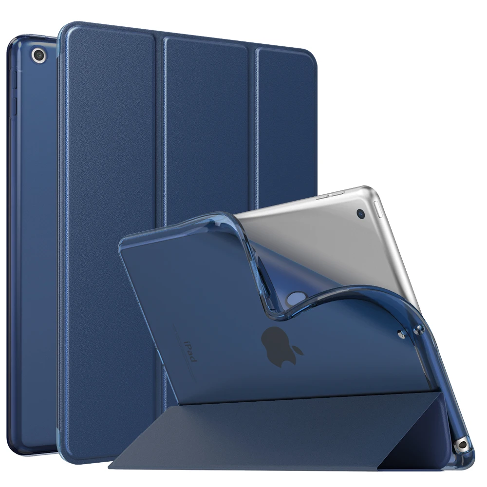 Чехол MoKo для нового iPad 10,2(10,2 дюйма)-iPad 7 поколения чехол с подставкой, мягкий прозрачный из ТПУ матовый чехол - Цвет: Navy Blue
